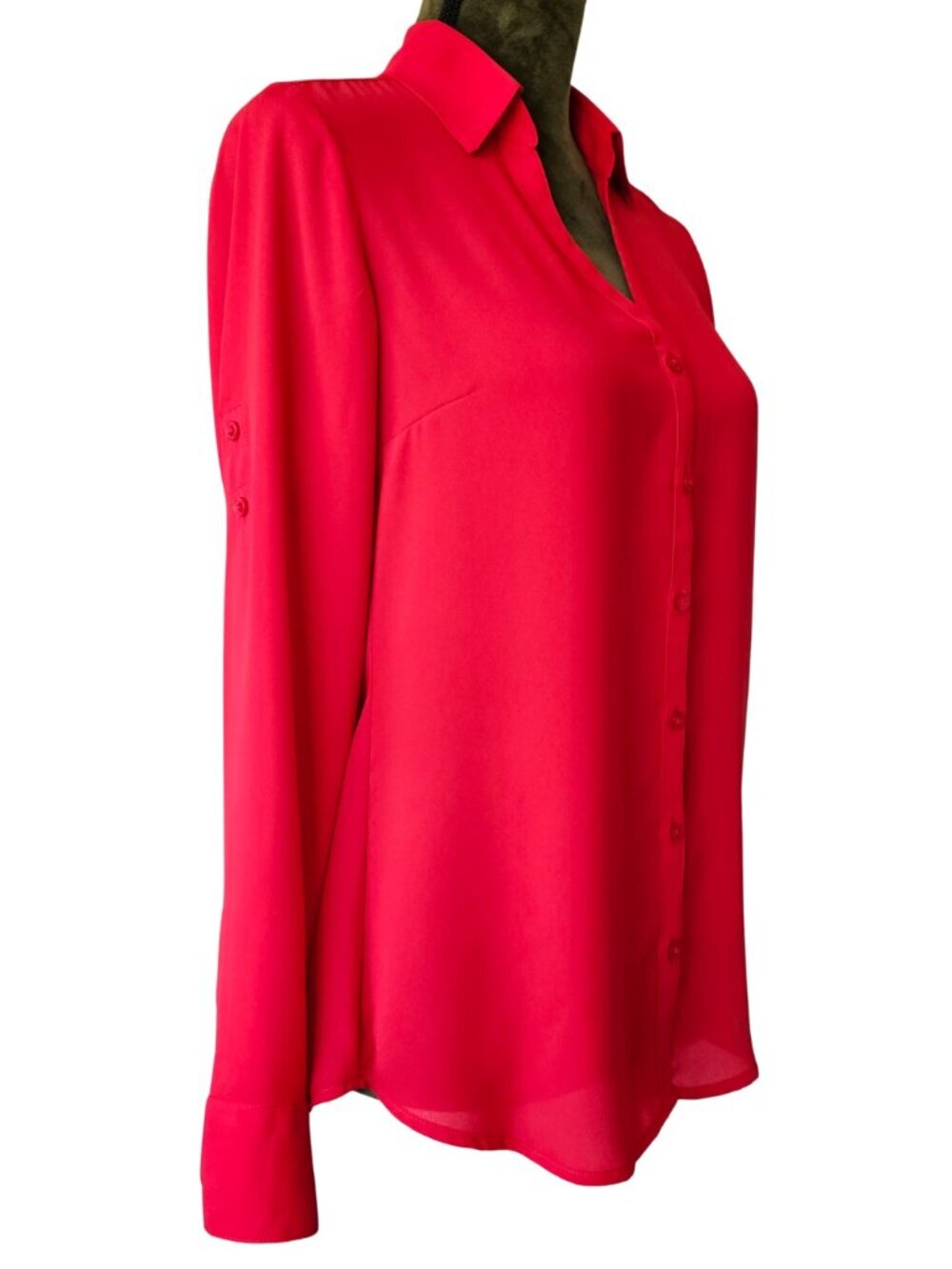 ✨Like New✨ Express Slim Button Down Portofino Shirt, Red, Size S - Picture 3 of 7